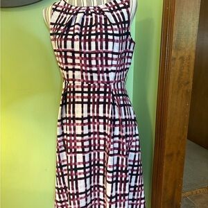 Elle Burgundy, Pink and White  Checkered Design  Dress